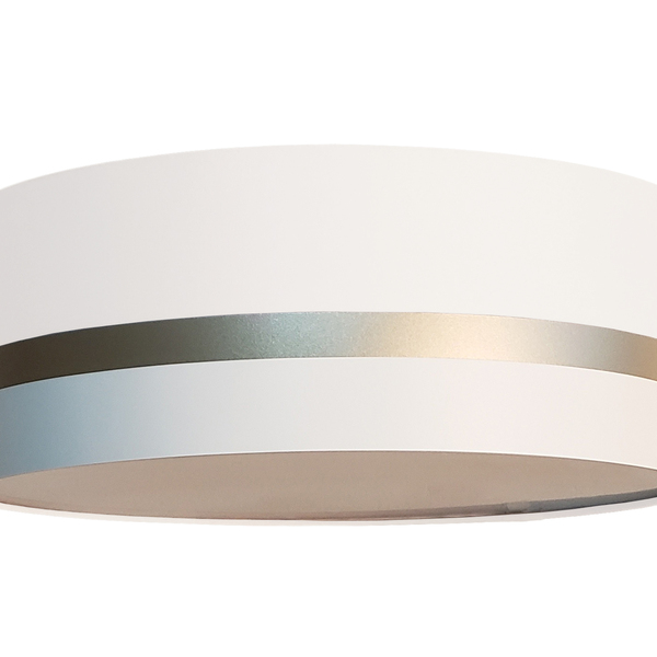 Luminária Plafon Faixas Bronze Cúpula 50x15  Branco
