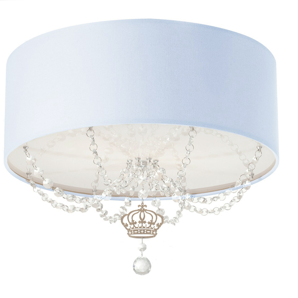 Luminária Plafon Infantil Coroa Cúpula Azul Bebê 40x15 2e27