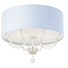 Luminária Plafon Infantil Coroa Cúpula Azul Bebê 50x15 3e27