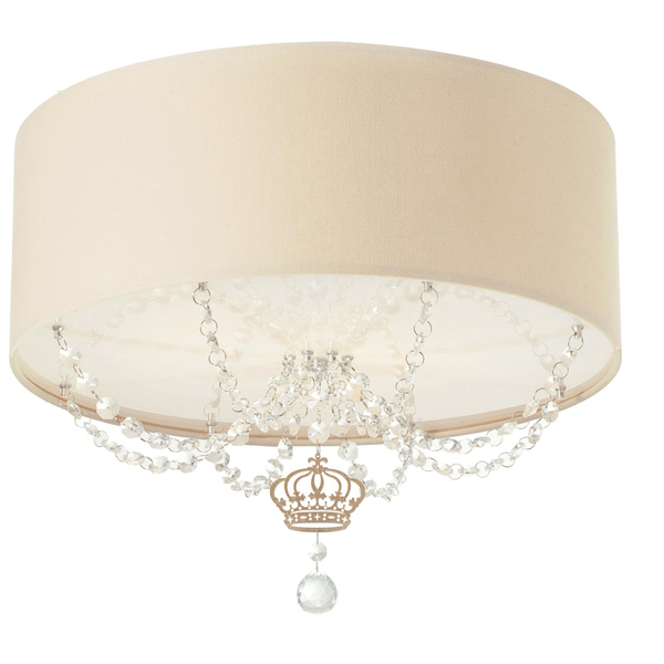 Luminária Plafon Infantil Coroa Cúpula Cáqui 30x15 2e27