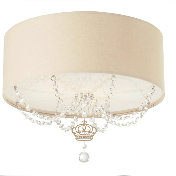 Luminária Plafon Infantil Coroa Cúpula Cáqui 50x15 3e27