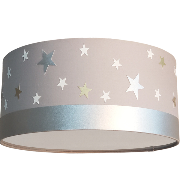 Luminária Plafon Infantil Estrelas 30x15 2e27 Bivolts  Cinza