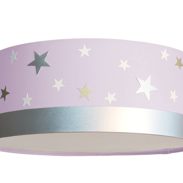 Luminária Plafon Infantil Estrelas Cúpula 50x15 2e27  Lilás
