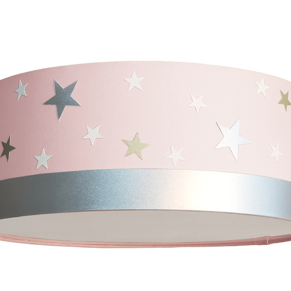 Luminária Plafon Infantil Estrelas Cúpula 50x15 2e27  Rosa Be