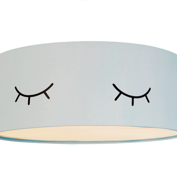 Luminária Plafon Infantil Olhinho Cúpula 40x15 2e27  Azul Bebê