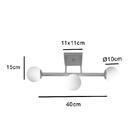 Luminária Plafon Jabuti Prata Fosco Com Globos Brancos Fosco