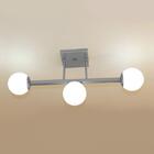 Luminária Plafon Jabuti Prata Fosco Com Globos Brancos Fosco