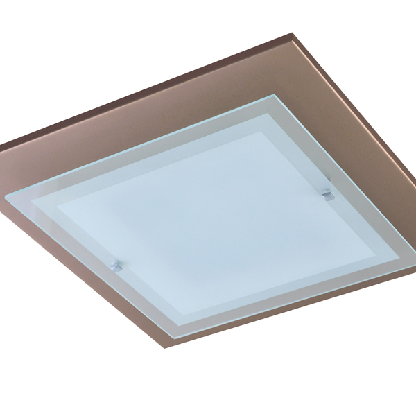 Luminária Plafon Milano Quadrado Peq 30cm 2lamp E27 Bronze Ma