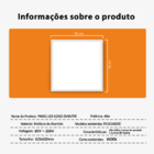 Luminária Plafon Painel Led Embutir Quadrado 62x62 6500k Luz