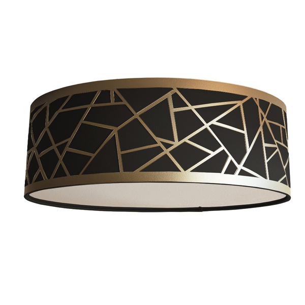 Luminária Plafon Recorte Bronze Cúpula Em Tecido 50x15 Preto6