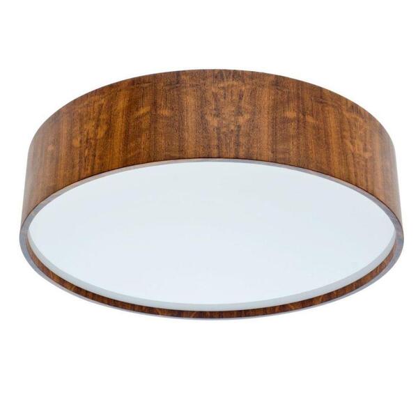 Luminária Plafon Redondo Cilíndrico 30cm Em Madeira Bivolt