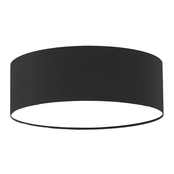 Luminária Plafon Redondo Cúpula Em Tecido 40x15 Preto5946