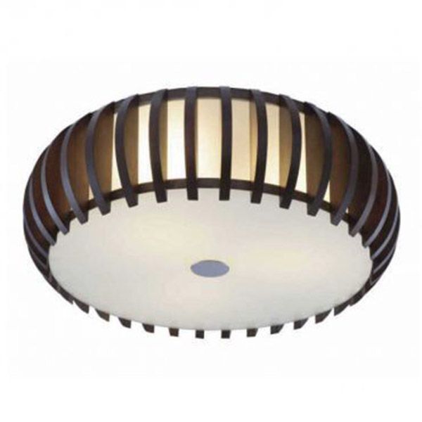 Luminária Plafon Redondo Em Madeira 60cm Homam Madelustre Mar