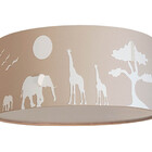 Luminária Plafon Safari Savana Cúpula Tecido 30x15cm  Cáqui
