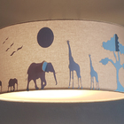 Luminária Plafon Safari Savana Cúpula Tecido 30x15cm  Cru