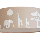 Luminária Plafon Safari Savana Cúpula Tecido 40x15cm  Cáqui