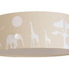 Luminária Plafon Safari Savana Cúpula Tecido 50x15cm  Cru