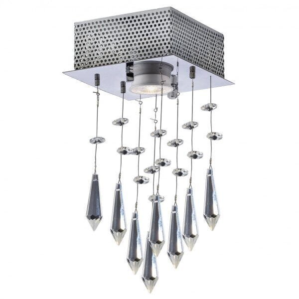 Luminária Plafon Sobrepor De Cristais Quadrado Thunder 1 Lâmp