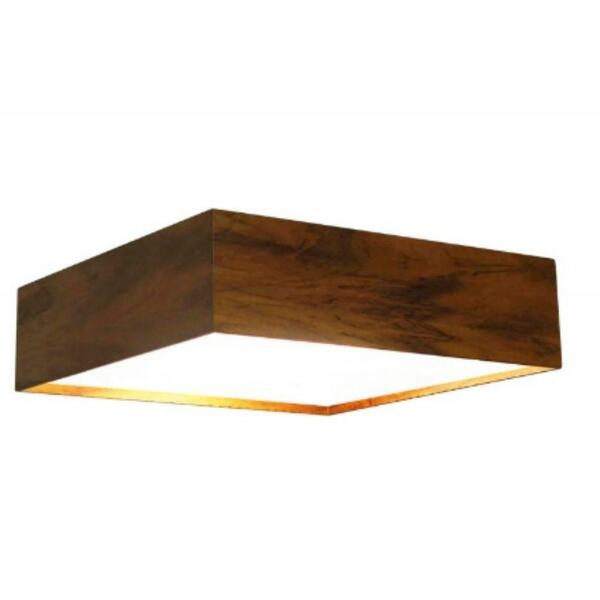 Luminária Plafon Sobrepor Quadrado 60x60cm Madeira Imbuia