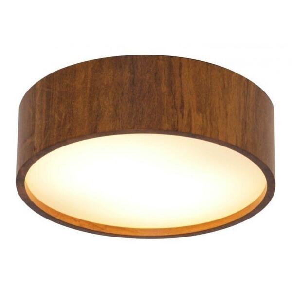 Luminária Plafon Sobrepor Redondo 60cm Em Madeira Imbuia