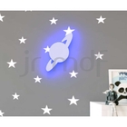 Luminária Planeta Saturno Mdf Led Azul