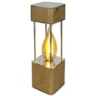 Luminária Porch Led Decorativa De Mesa Prata Em Madeira - 110v