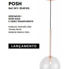 Luminária Posh Rose Gold E Transparente Sky-3049-rg Skylight