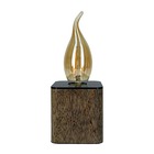 Luminária Quad Led Decorativa De Mesa Cinza Titânio Em Madeir