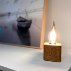 Luminária Quad Led Decorativa De Mesa Dourada Em Madeira  - 1