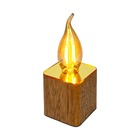 Luminária Quad Led Decorativa De Mesa Dourada Em Madeira  - 1