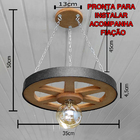 Luminária Roda De Carroça 1 Bocal 35 Cm 3 Peças 110/220 V