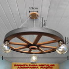 Luminária Roda De Carroça 3 Bocais 50 Cm 2 Peças 110 220 V