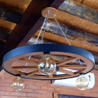 Luminária Roda De Carroça 3 Bocais 50 Cm Diâmetro 110 220 V