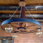 Luminária Roda De Carroça 3 Bocal 65 Cm Diâmetro 110/220 V