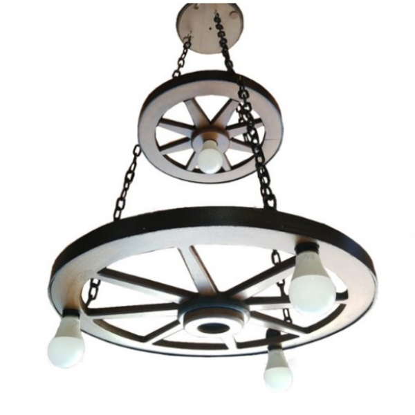 Luminária Roda De Carroça Rústico 4 Lp 2 Andares 110/200v