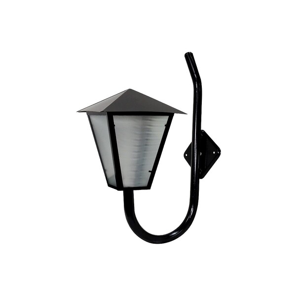 Luminária Romana Braço Curvo Parede Alumínio Preto 56x31cm