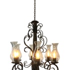 Luminária Rústica De De Ferro Artesanal Com Cúpulas De Vidro