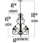 Luminária Rústica De De Ferro Artesanal Com Cúpulas De Vidro