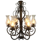 Luminária Rústica De De Ferro Artesanal Com Cúpulas De Vidro