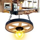 Luminária Rustica Roda De Carroça Pendente Lustre De Teto 1 B