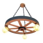Luminária Rustica Roda De Carroça Pendente Lustre De Teto 3 B