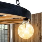 Luminária Rustica Roda De Carroça Pendente Lustre De Teto 3 B
