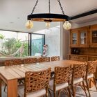 Luminária Rustica Roda De Carroça Pendente Lustre De Teto 3 B