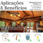 Luminária Rustica Roda De Carroça Pendente Lustre De Teto 3 B