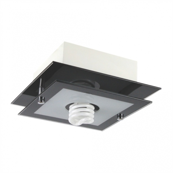 Luminaria São Luis Pto Quad Sobrepor 2 Vidros 01 Lp 25x25cm E