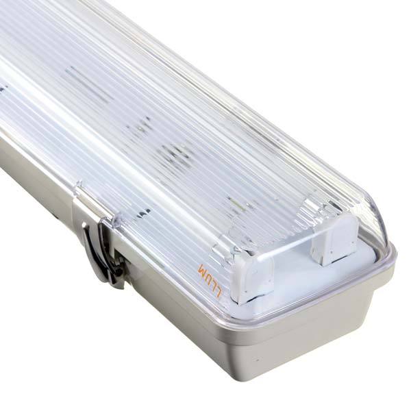 Luminária de Teto Sobrepor LLUM Retangular Plástico Cinza 2 Lâmpadas