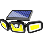 Luminaria Solar 3 Cabeças 103 Leds Parede Sensor Movimento Aj