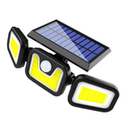 Luminaria Solar 3 Cabeças 103 Leds Parede Sensor Movimento Aj