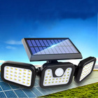 Luminaria Solar 3 Cabeças Sensor Proximidade 74 Leds Articula
