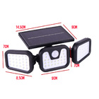 Luminaria Solar 74 Leds 3 Cabeças Parede Sensor Proximidade A
